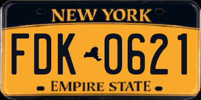 NY license plate FDK0621