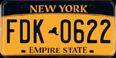 NY license plate FDK0622
