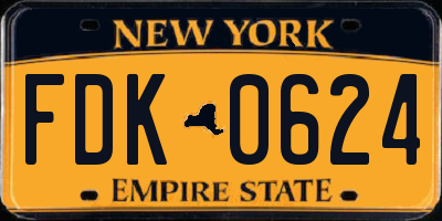 NY license plate FDK0624