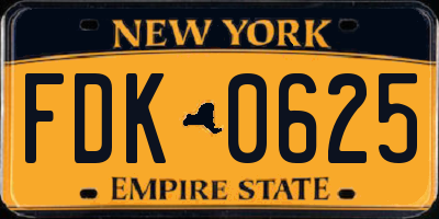 NY license plate FDK0625
