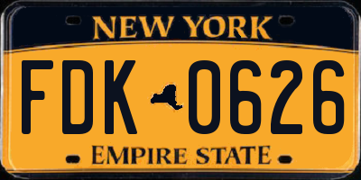 NY license plate FDK0626
