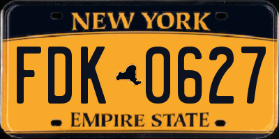 NY license plate FDK0627