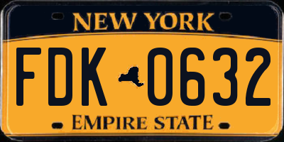 NY license plate FDK0632