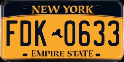 NY license plate FDK0633
