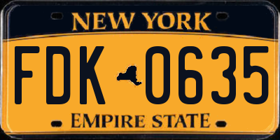 NY license plate FDK0635