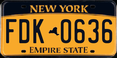 NY license plate FDK0636