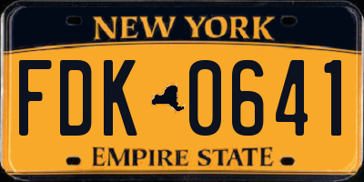 NY license plate FDK0641