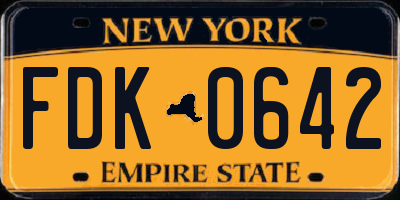 NY license plate FDK0642