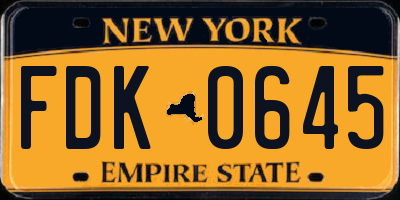 NY license plate FDK0645