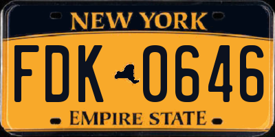 NY license plate FDK0646