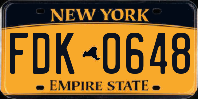 NY license plate FDK0648