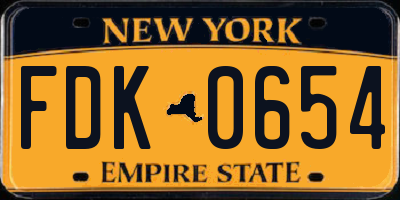 NY license plate FDK0654