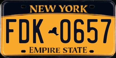 NY license plate FDK0657