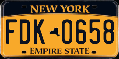 NY license plate FDK0658