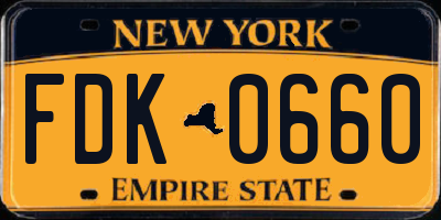 NY license plate FDK0660
