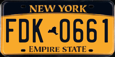 NY license plate FDK0661