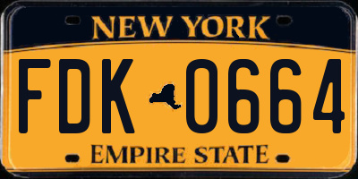 NY license plate FDK0664