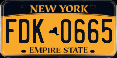 NY license plate FDK0665