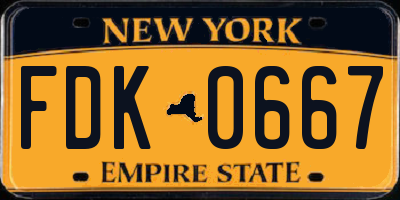 NY license plate FDK0667