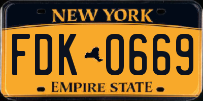 NY license plate FDK0669