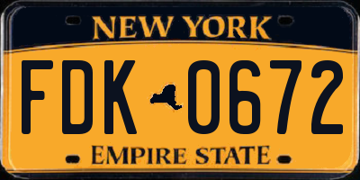 NY license plate FDK0672