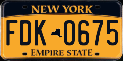 NY license plate FDK0675