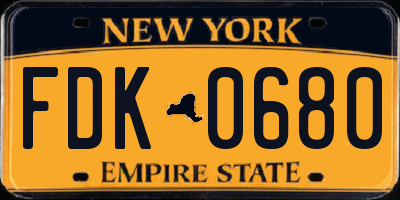 NY license plate FDK0680