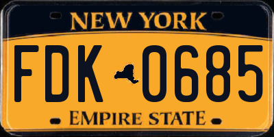 NY license plate FDK0685
