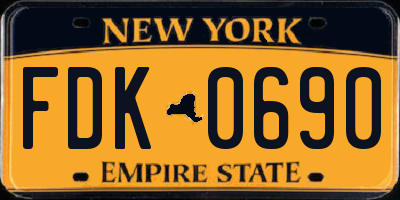 NY license plate FDK0690