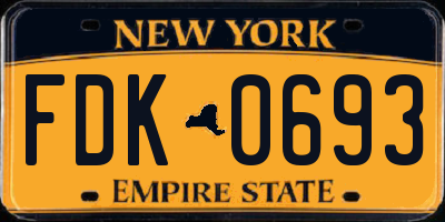 NY license plate FDK0693