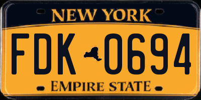 NY license plate FDK0694