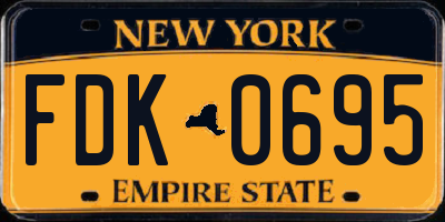 NY license plate FDK0695
