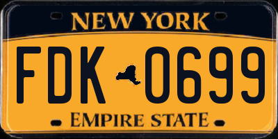 NY license plate FDK0699