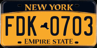 NY license plate FDK0703