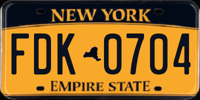 NY license plate FDK0704