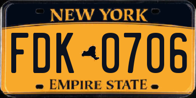 NY license plate FDK0706