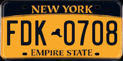 NY license plate FDK0708