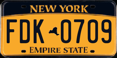 NY license plate FDK0709
