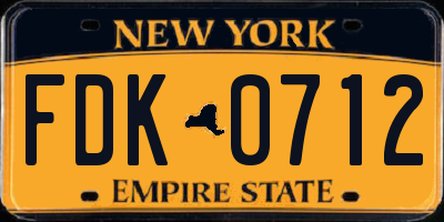 NY license plate FDK0712