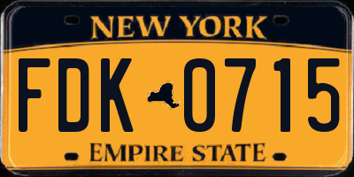 NY license plate FDK0715