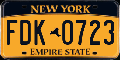 NY license plate FDK0723