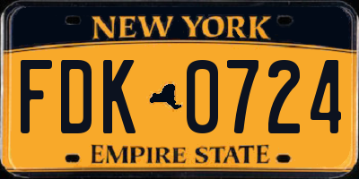 NY license plate FDK0724
