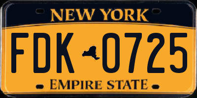 NY license plate FDK0725