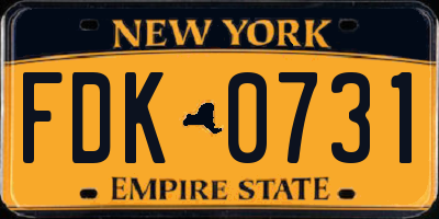NY license plate FDK0731