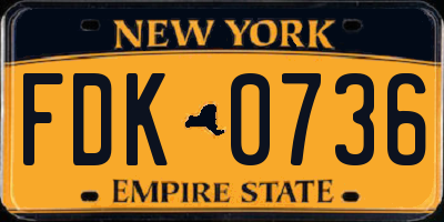 NY license plate FDK0736