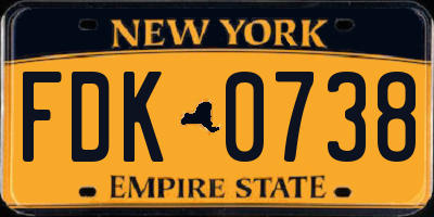 NY license plate FDK0738