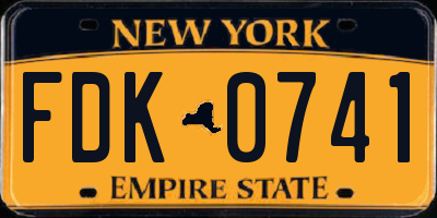 NY license plate FDK0741