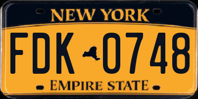 NY license plate FDK0748