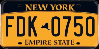 NY license plate FDK0750