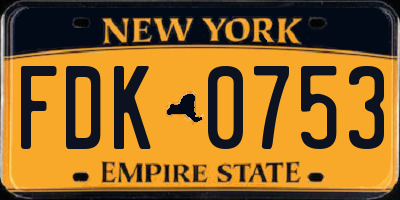 NY license plate FDK0753